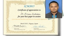 Kertas Kerja Penyelidik EMCenter terima anugerah Best Paper Award di ICM, Jepun