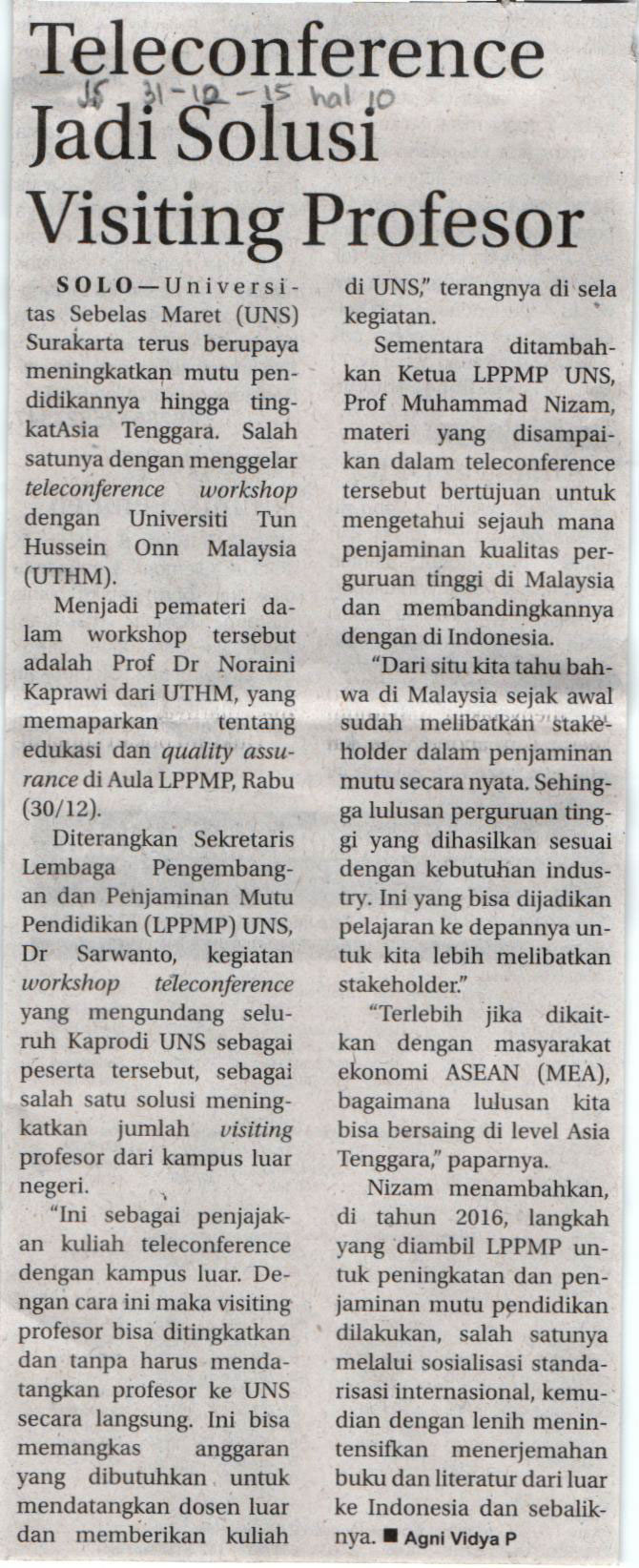 UTHM Collaborate With Sebelas Maret (UNS) Surakarta University
