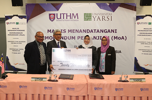 UTHM terima dana penyelidikan USD20,000 daripada Universitas Yarsi, Indonesia