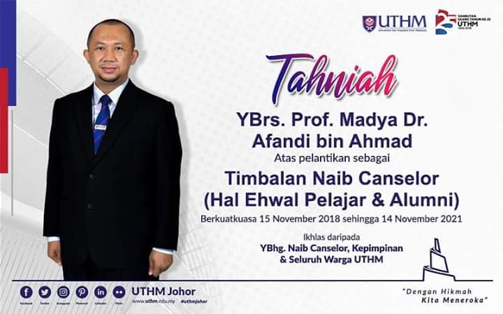 Afandi Alumni UTHM pertama dilantik Timbalan Naib Canselor (HEPA)