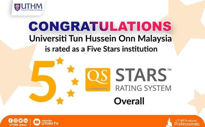 Uthm Peroleh 5 Bintang Dalam Penarafan Qs Stars Rating Berita Uthm