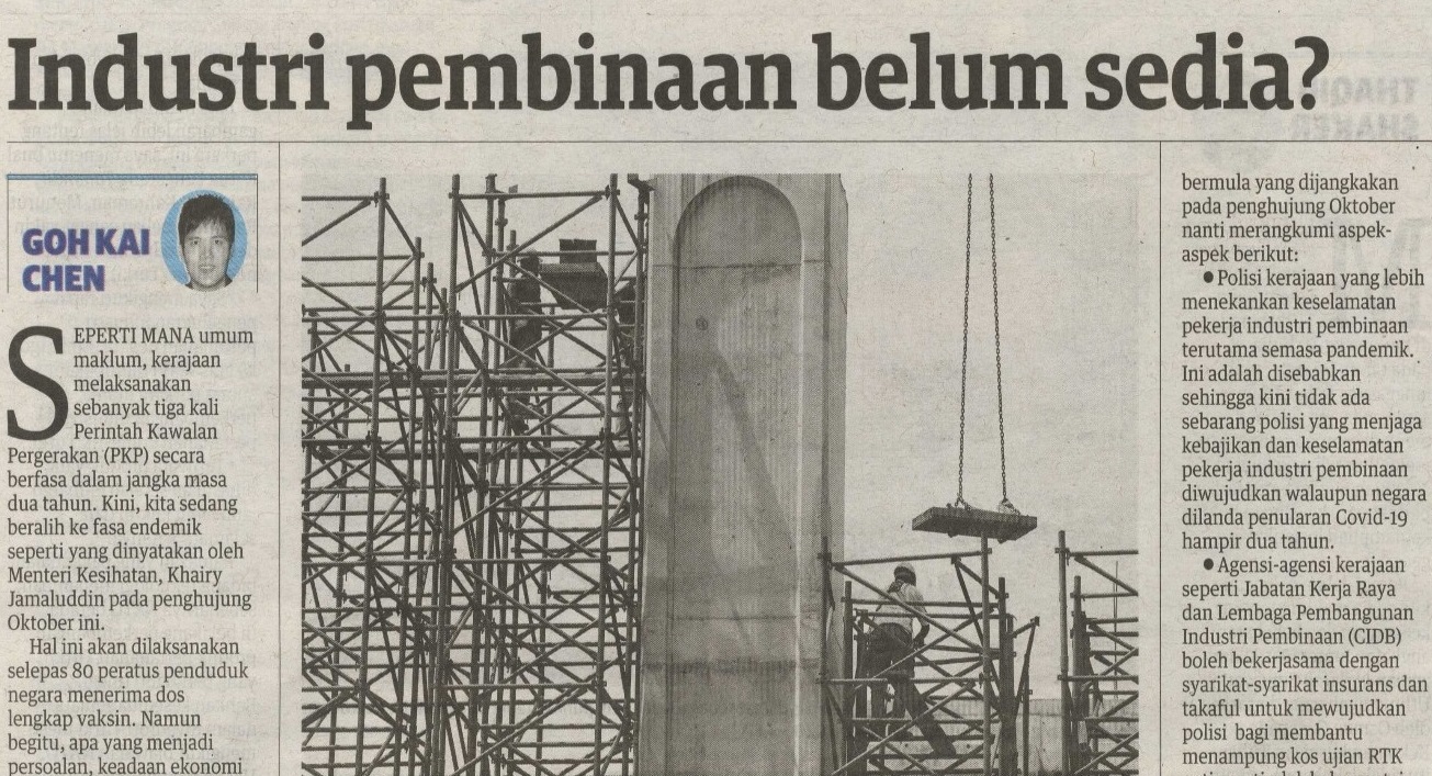 Keratan Akhbar Utusan Malaysia – Industri pembinaan belum sedia?