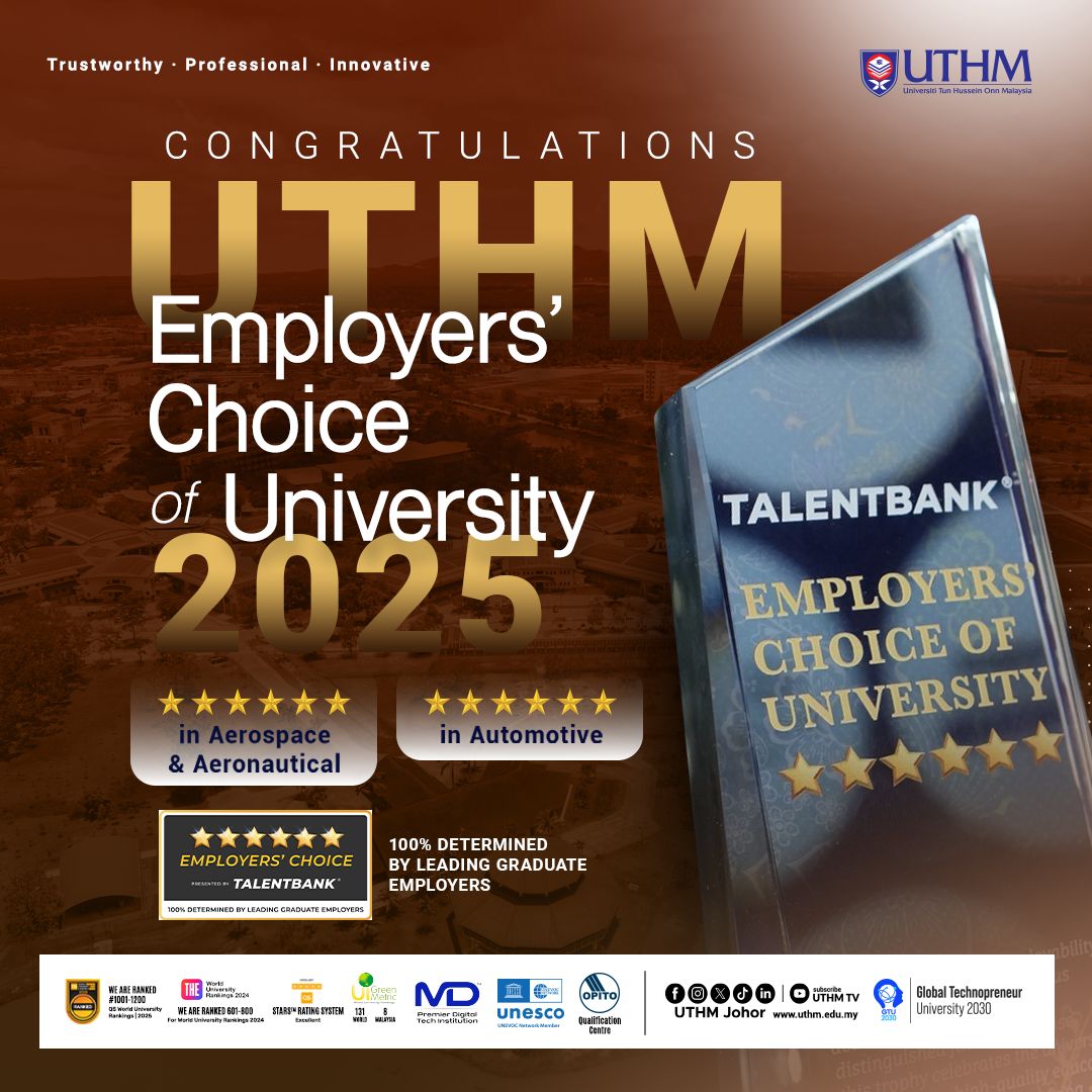 UTHM diiktiraf sebagai penerima “Employers’ Choice of University” Talentbank 2025